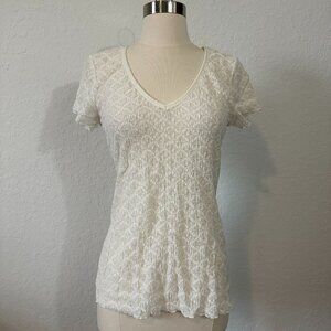 Victoria's Secret by Moda International M Stretch Lace Semi Sheer T Shirt